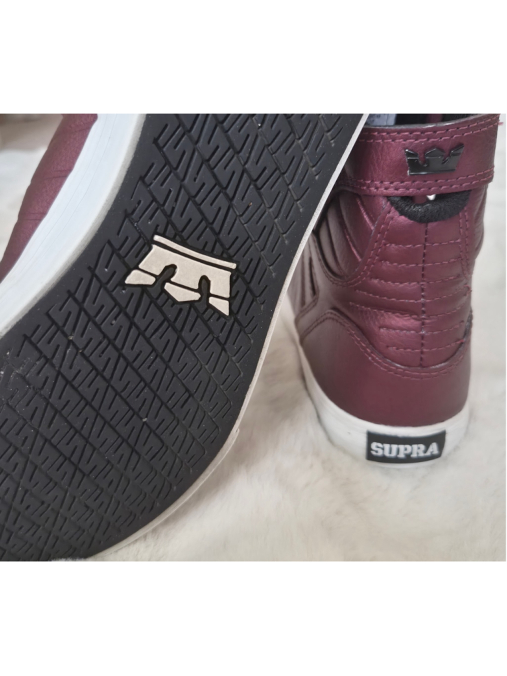 Supra Muska 001 Kids Size 6 Burgundy High Top Skate Shoes Y2K Streetwear